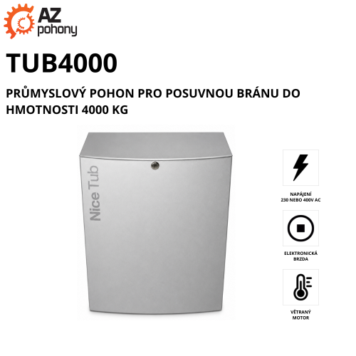 TUB4000 - průmyslový pohon pro posuvnou bránu do hmotnosti 4000 kg